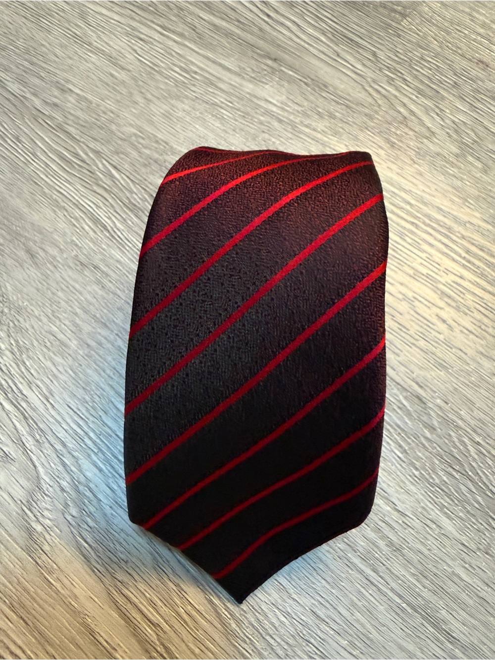 Alfani Tie Black Red Striped Necktie Hand Made Grunge Silk/Poly Gothic Goth 3"